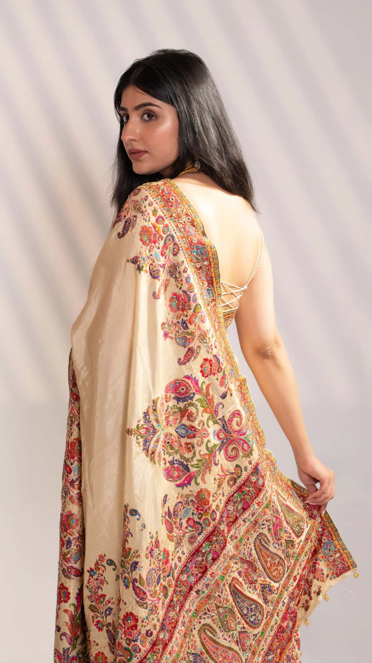 Cream Art Silk Saree & Rani Pink Blouse - 7