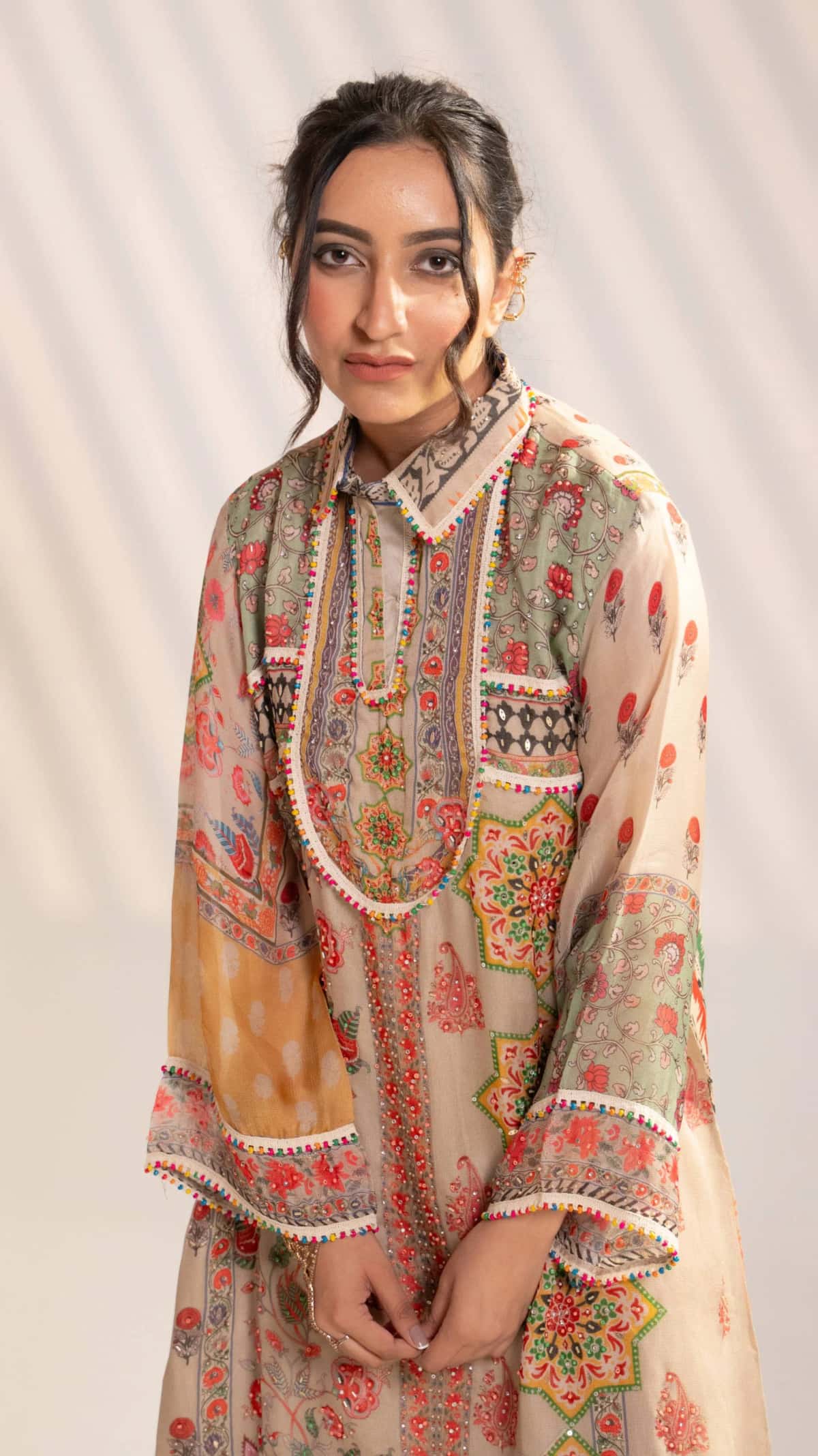 Multicolor Printed Kurta Set with Wide-Leg Palazzo (Set of 2) - 5