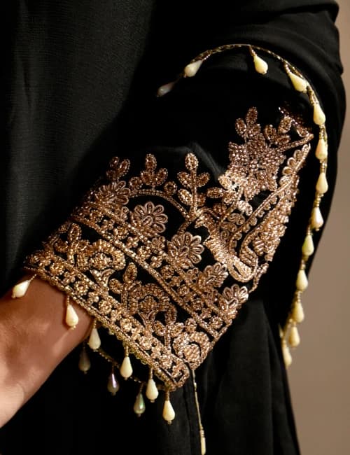 Black Embroidered Kurta Set with Palazzo - 6