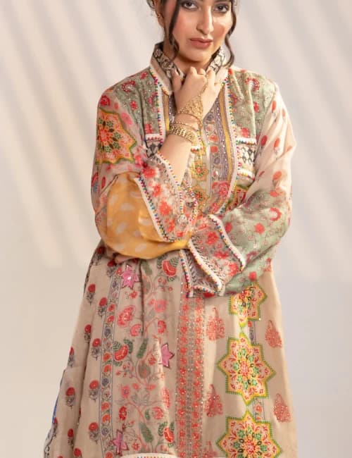 Multicolor Printed Kurta Set with Wide-Leg Palazzo (Set of 2) - 2