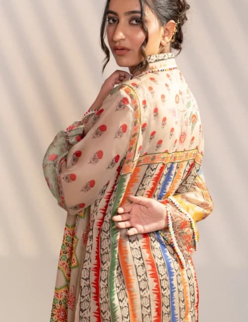 Multicolor Printed Kurta Set with Wide-Leg Palazzo (Set of 2) - 4