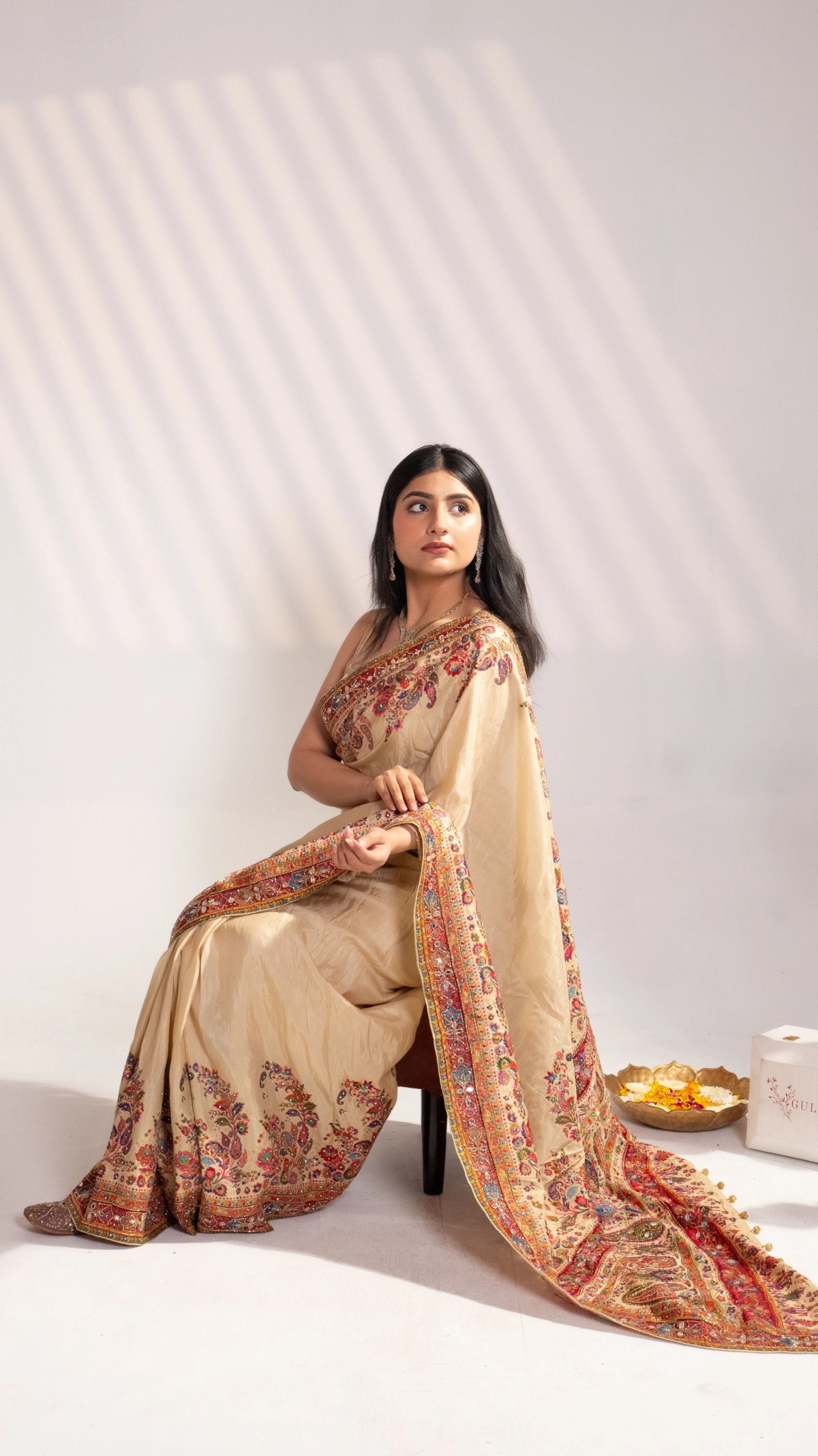 Cream Art Silk Saree & Rani Pink Blouse - 4