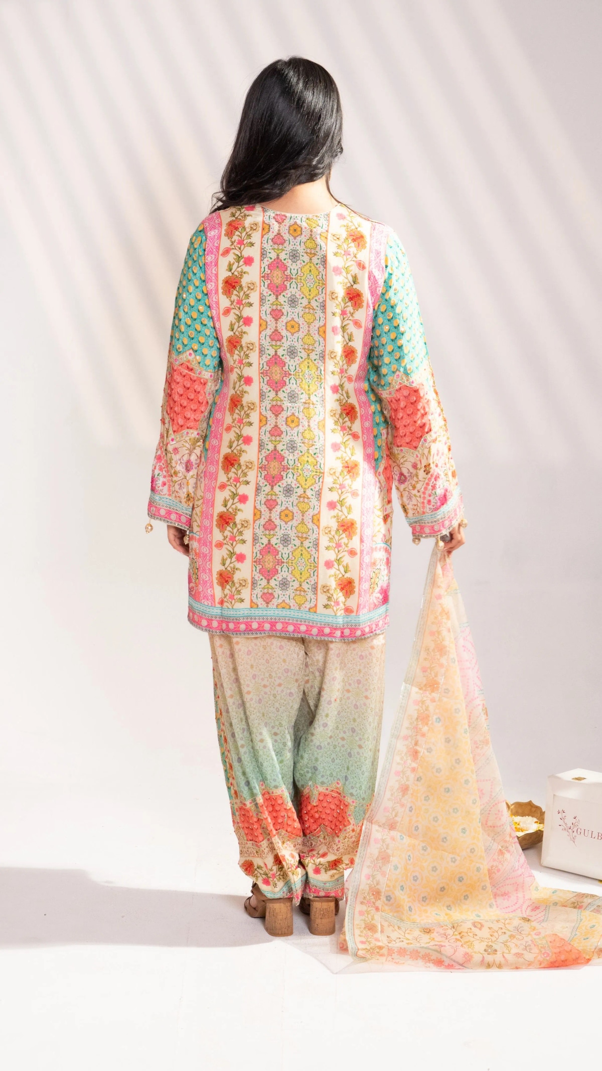 Pastel Floral Printed Kurta Set with Dupatta (Set of 3) - 4