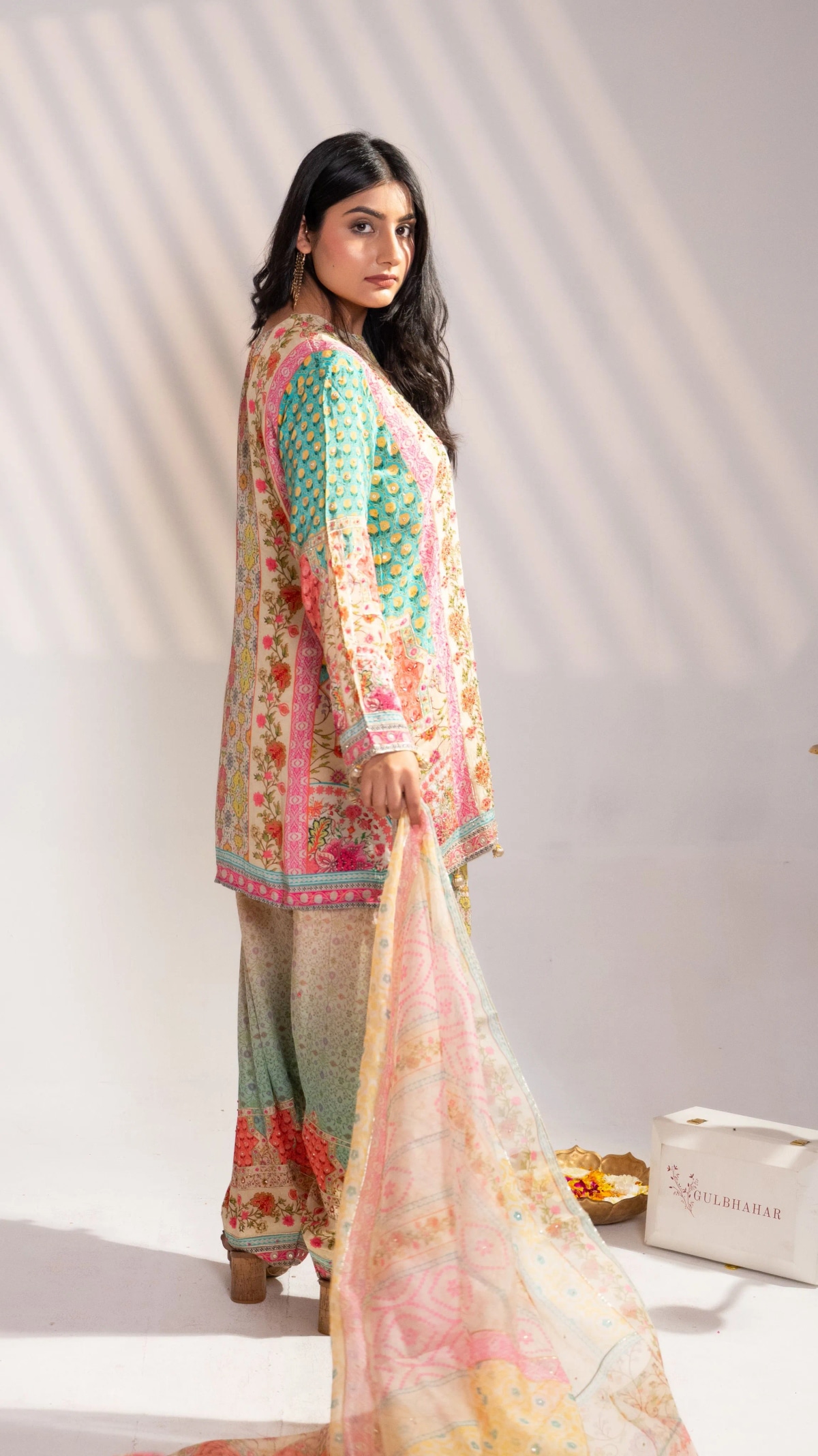 Pastel Floral Printed Kurta Set with Dupatta (Set of 3) - 5