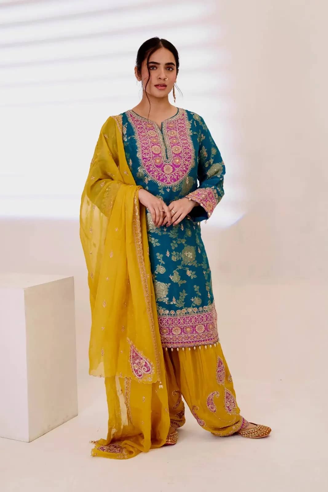 Yellow Festive Salwar Suit with Contrast Kurta - collection image