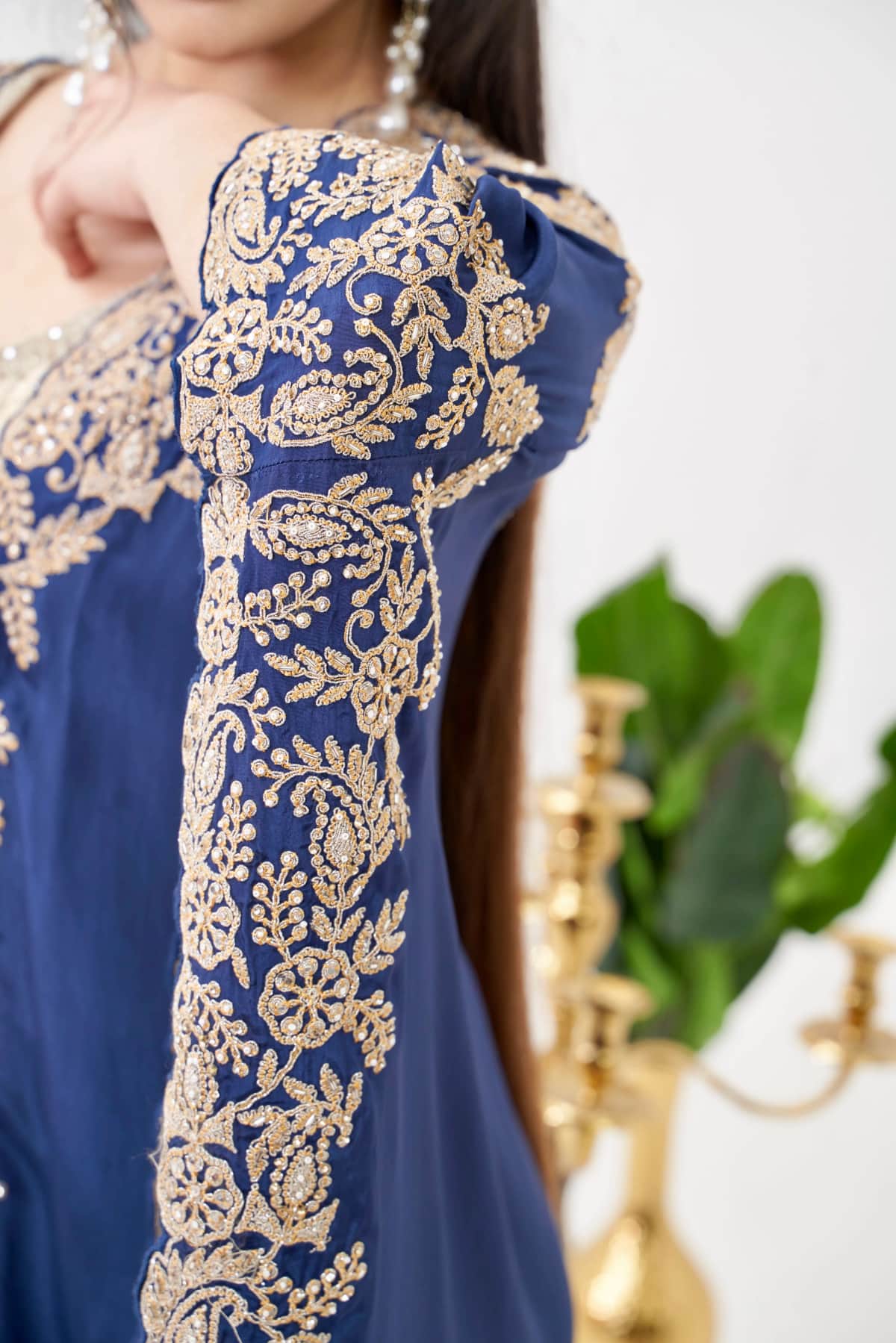 Cream Satin Co-Ord Set with Cape - 4