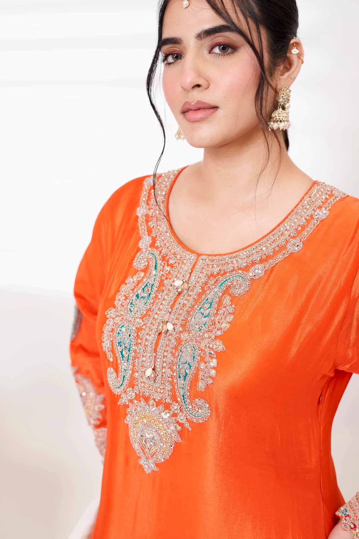 Ivory Orange Farshi Salwar Set - 3