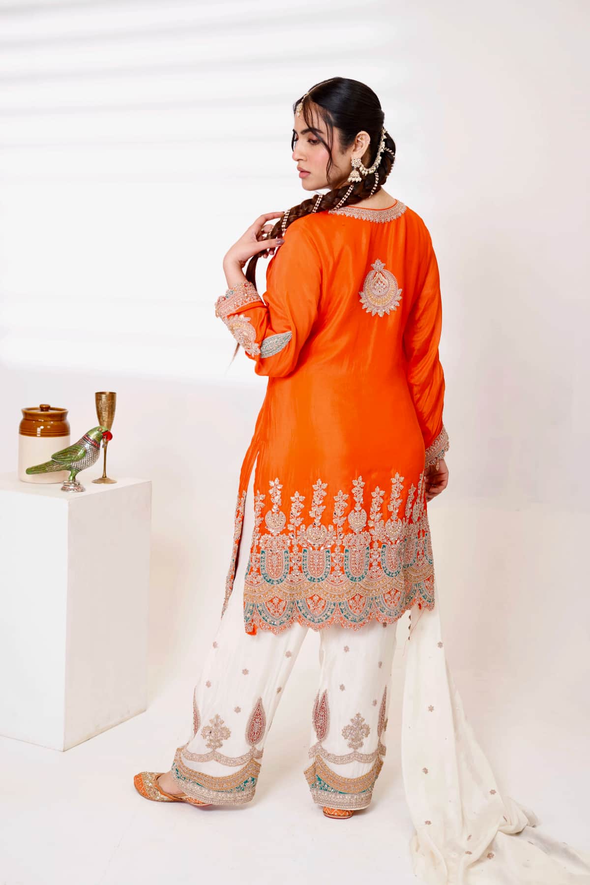 Ivory Orange Farshi Salwar Set - 6