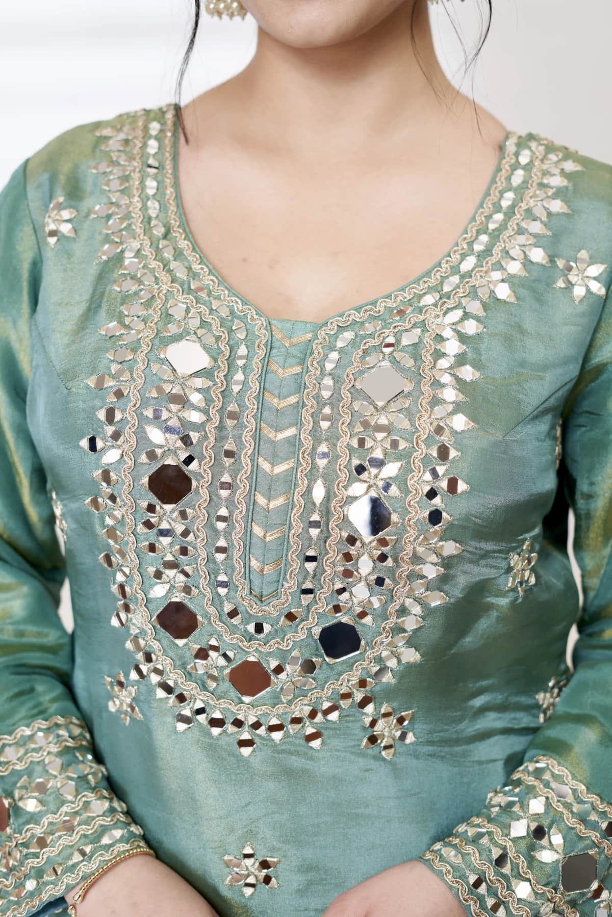 Sea Green Festive Sharara Set - 2