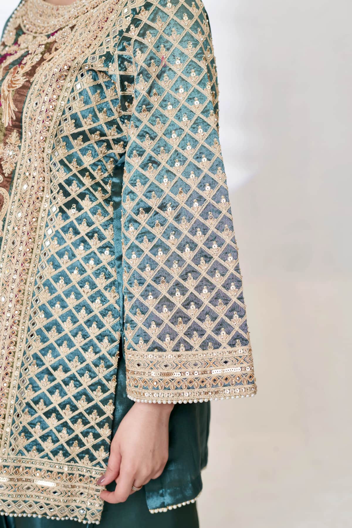 Emerald Satin Silk Kurti Set - 3